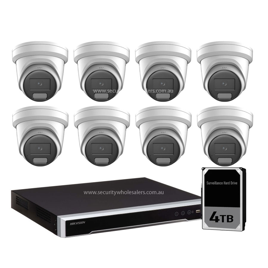 8MP 8CH Hikvision CCTV Kit: 8 x Outdoor Turret Cameras + 8CH NVR