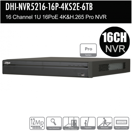Dahua DHI-NVR5216-16P-4KS2E 16 Channel 1U 16PoE 4K H265 Pro NVR - Image 2