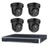 Hikvision 8MP Acusense 4 x Outdoor Turret With Strobe & Siren + 8CH NVR CCTV Kit BLACK