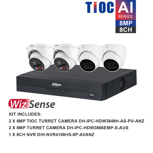 Dahua 8 MP + 8 Channels Kit: 2 x 8MP TiOC and 2 x 8MP Turret Cameras with 8CH AI NVR - Image 2