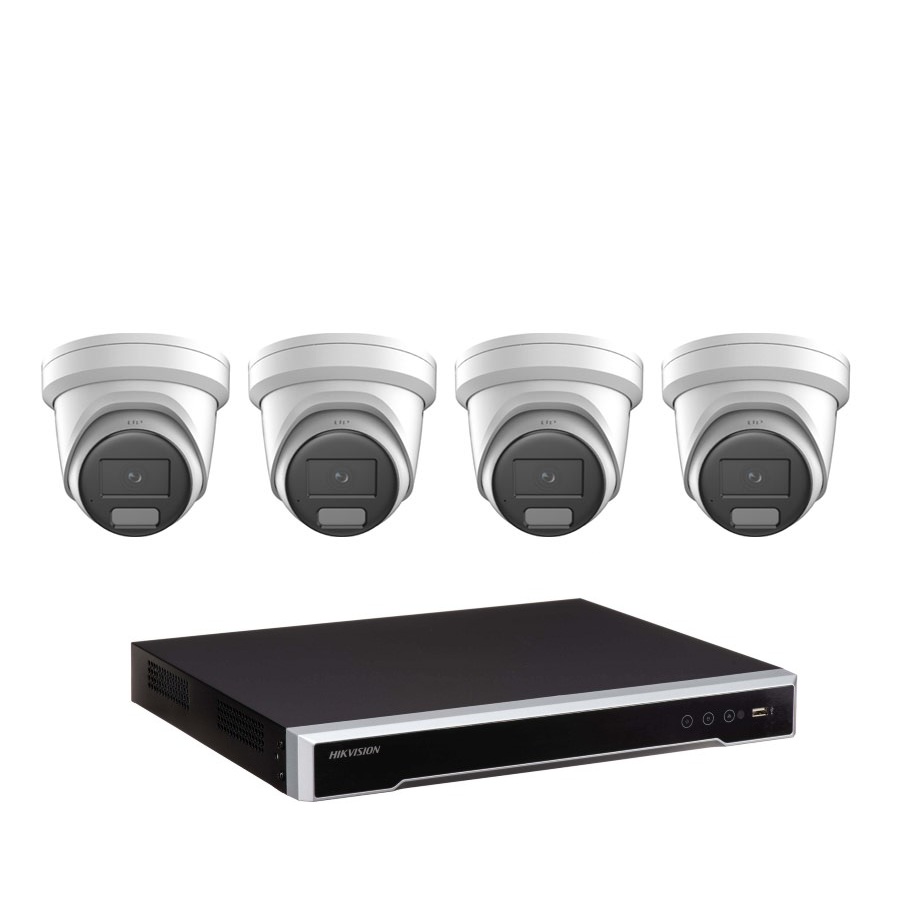 Hikvision-4-x-8MP-Cameras-4CH-NVR-CCTV-Kit-4-AcuSense-Turret-Cameras-4CH-4K-NVR