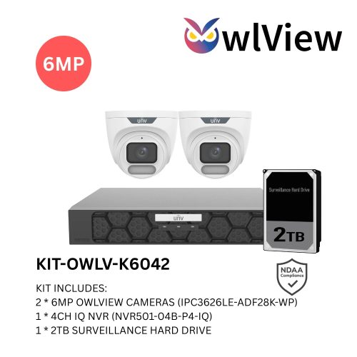 Uniview UNV Acutrack Owlview 2 x 6MP Smart CCTV Kit with 2TB HDD & 4CH NVR - Image 2