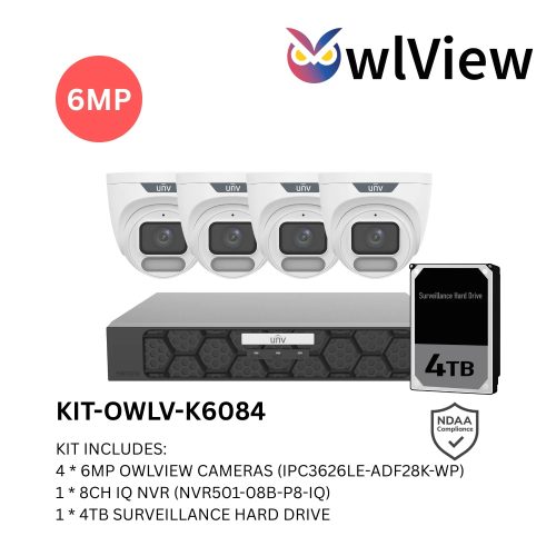 Uniview UNV Acutrack Owlview 4 x 6MP Smart CCTV Kit with 4TB HDD & 8CH NVR - Image 2