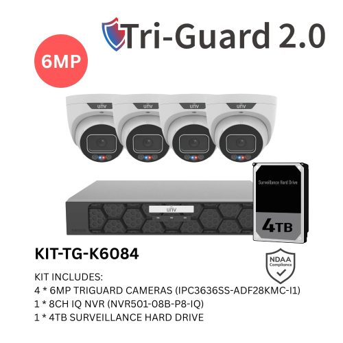Uniview UNV Acutrack Triguard 4 x 6MP Active Deterrence CCTV Kit with 4TB HDD & 8CH NVR - Image 2