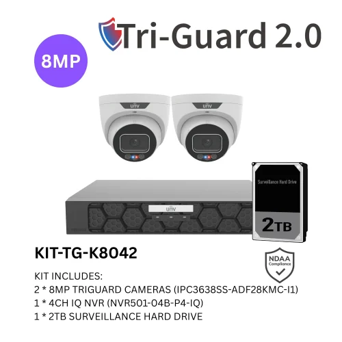 Uniview UNV Acutrack Triguard 2 x 8MP Active Deterrence CCTV Kit with 2TB HDD & 4CH NVR - Image 2