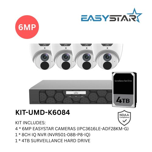 Uniview UNV 4 x 6MP Easystar AI CCTV Kit with 4TB HDD & 8CH NVR - Image 2