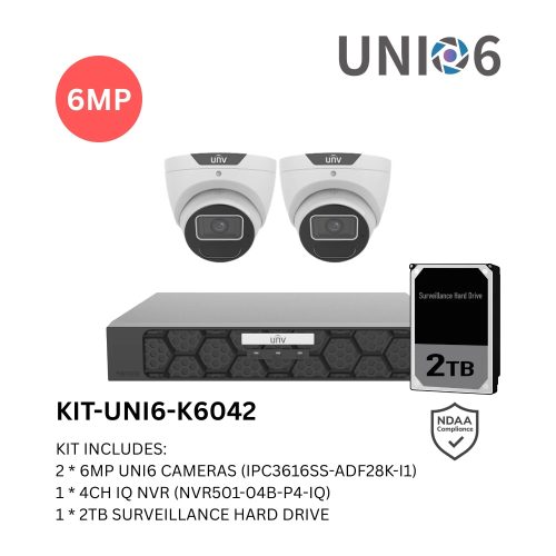 Uniview UNV Acutrack Triguard 2 x 6MP Active Deterrence CCTV Kit with 2TB HDD & 4CH NVR - Image 2