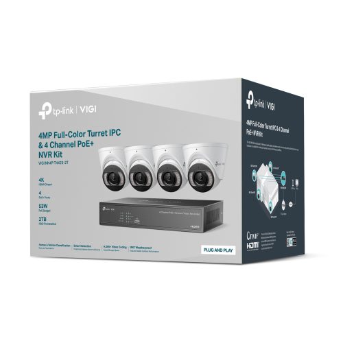 tp-link VIGI  NK4P-T4425-2T 4‑Channel PoE+ NVR Kit 4× 4 MP Turret Cameras + 2TB HDD Installed - Image 3