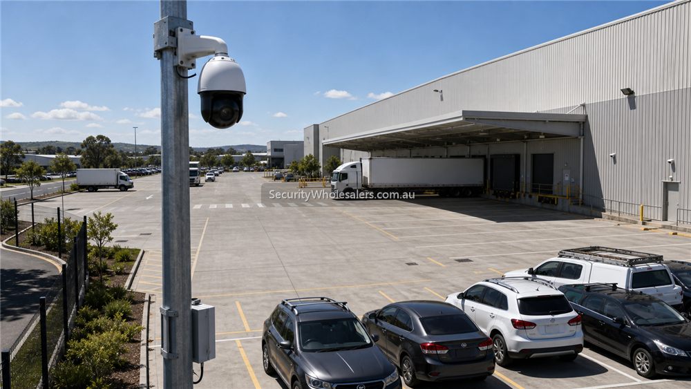 Dahua PTZ camera overlooking warehouse yard and vehicle lanes