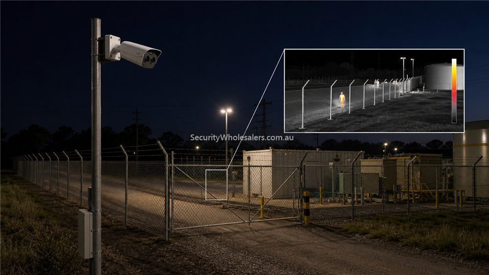 Dahua thermal camera style perimeter detection scene at fence line