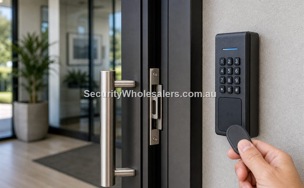Access control keypad and card reader scene