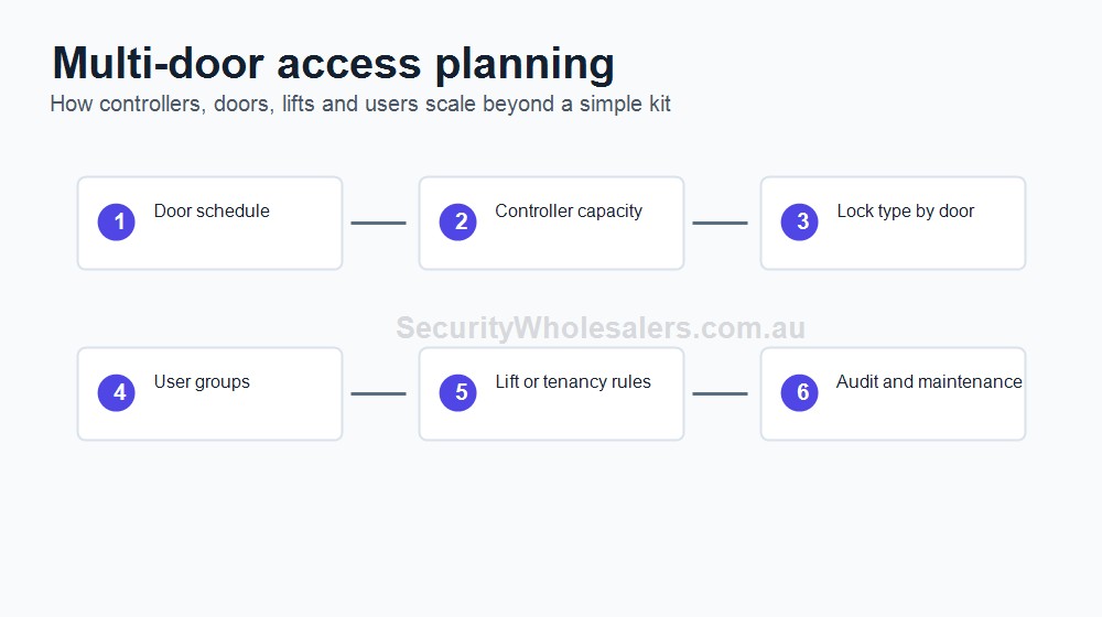 Access control door hardware and controller scene